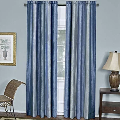 Image of Ombre Panel Light Filtering Semi Sheer Window Curtain 63 Inch Length, 50 Width Blue Soft Polyester Drapes for Bedroom Living &amp; Dining Room by Achim Home Decor