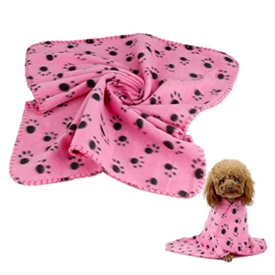 Image of Guaranteed4Less Dog Bed Blanket Pet Cat Soft Warm Sleep Mats 60 x 70cm Paw Print Doggie Accessories Small Size for Kitten by TheBigThumb, Pink