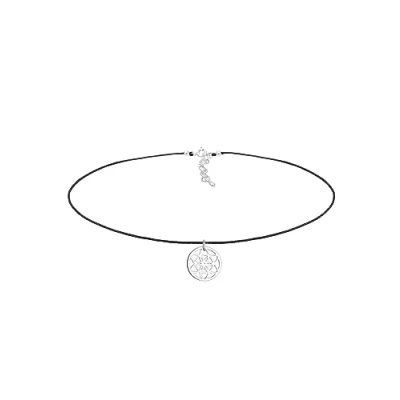 Image of Elli Women Triangle Geo Textile Trend 925 Sterling Silver Choker Necklace of Length 36cm