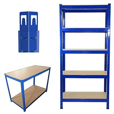 Image of EFAN Garage Shelving Units, 5 Tier Blue (175KG Per Shelf), 875KG Capacity, Heavy Duty Metal Racking Storage Shelves for Workshop Shed Kitchen Bedroom Office, 180 x 90 40cm, Boltless Assembly