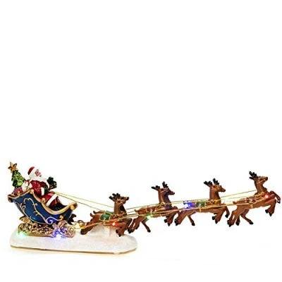 Image of Konstsmide LED Christmas Scene : Santa in Sleigh with Flying Reindeer Battery 4205 000