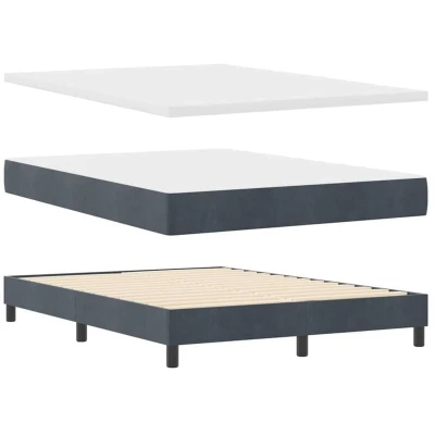 Image of Box Spring Bed with Mattress Dark Grey, 140x200 cm, Velvet Vidaxl