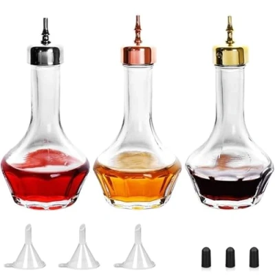 Image of Bitters Bottle Set Glass Dash with Dasher Top 1.7oz Professional Bar Tool for Cocktail Great Bartender Home (3)