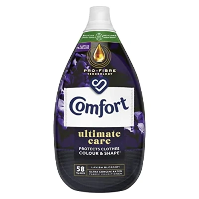 Image of Comfort Lavish Blossom Ultra Concentrated Fabric Conditioner bottle made of 100% recycled plastic* for complete clothes protection 870 ml (58 washes)