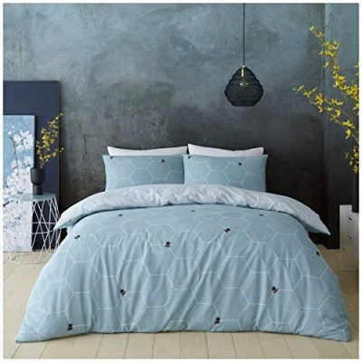 Image of GC GAVENO CAVAILIA Geometric Duvet Cover Green, Cosy Printed Bedding Sets King Size, Reversible Bed Covers