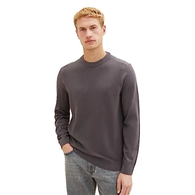 Image of TOM TAILOR Men&#039;s Basic Hoodie Sweatshirt with logo print, Black, S