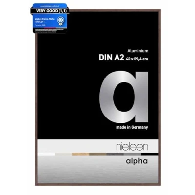 Image of nielsen Alpha Photo Frame A2, 42x59.4cm Aluminium Picture Frame, Light Wenge with Protective Float Glass and Push Turn Clips