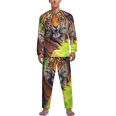 Image of Tiger Men&#039;s Pajamas Set Soft Sleepwear Sleep Loungewear PJs Sets XL