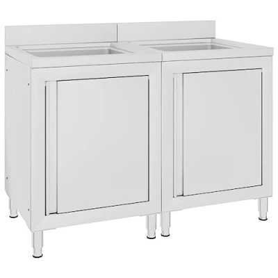 Image of vidaXL Commercial Kitchen Sink Cabinets 2 pcs Stainless Steel