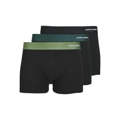 Image of JACK &amp; JONES Men&#039;s Jacnick Bamboo Trunks 3 Pack, Dark Ivy, S (Pack of 3)
