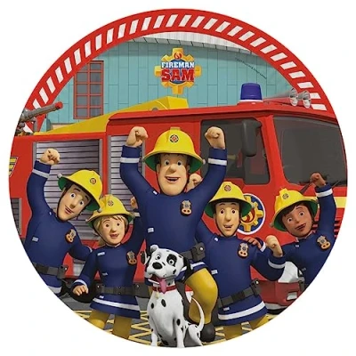 Image of amscan 9912958 Officially Licensed Fireman Sam Paper Party Plates 8 Pack