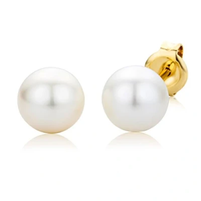 Image of Miore Earrings Women Freshwater Pearls studs Yellow Gold 9 Kt / 375