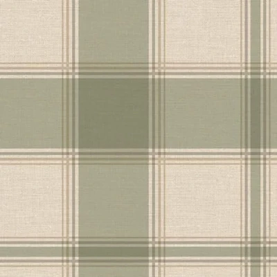 Image of Belgravia Carmella Check Wallpaper Rustic with Checkered Pattern Modern for Living Room, Bedroom, Hallway Decorative Tartan Green
