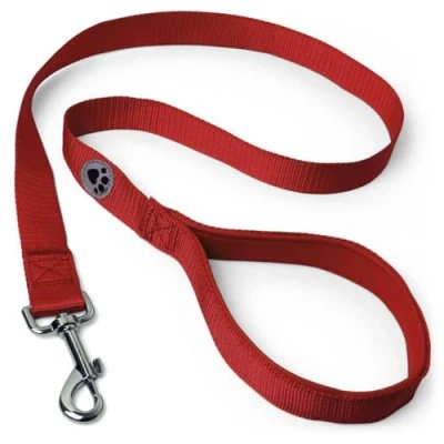 Image of igadgitz home U7288 Padded Dog Lead, Handle Leash Red 122cm (1.22m) 4ft