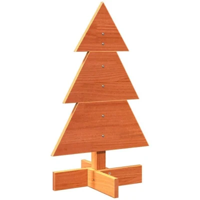 Image of vidaXL Wooden Christmas Tree for Decoration Wax Brown 60 cm Solid Wood Pine