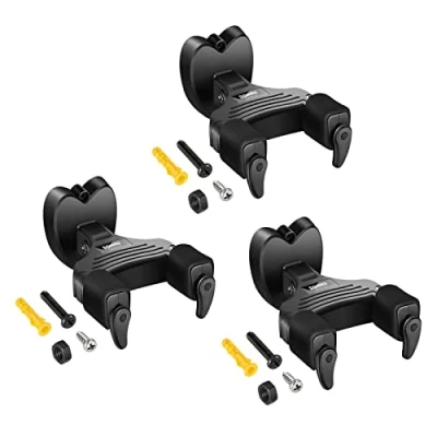 Image of Donner Guitar Wall Mount Auto Lock Hanger Hook Holder Stand for Bass Banjo Mandoline Black (3 Pack)