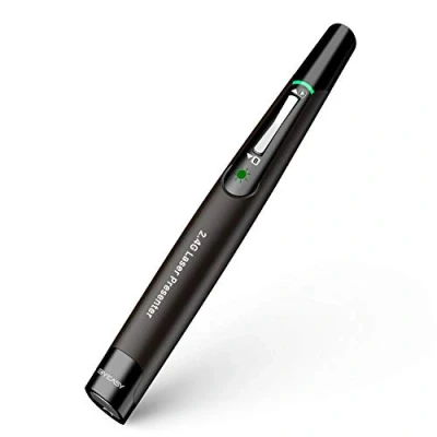 Image of Presentation Clickers, BYEASY Wireless Presenter Remote with Green Laser Pointer, RF 2.4GHz Clicker 100ft USB PowerPoint for Presentations and Google Slides