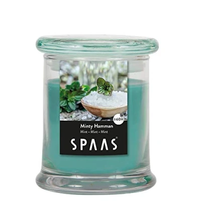Image of Spaas Scented Candle in Household Jar, ± 60 Hours, Minty Hamman, Emerald Green