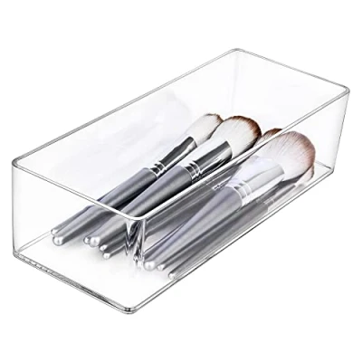 Image of JessLab Drawer Organizer, 1 Compartment Acrylic Makeup Organizer Cosmetic Storage Jewelry Display for Desk Wardrobe Bathroom Vanity Countertop, Transparent