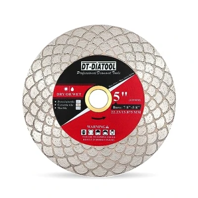 Image of DT DIATOOL Diamond Tile Blade 125mm Double sided Cutting Disc for Porcelain Ceramic Marble Edge Grinding with Fan shaped Cutter Head
