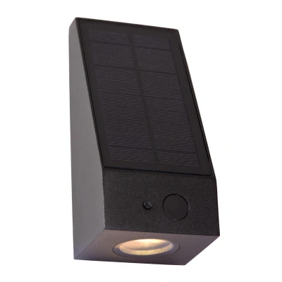 Image of Irwin Wall light Outdoor Solar LED Dim. 2850K/3150K IP54 Day/Night Sensor Black