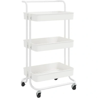Image of vidaXL 3 Tier Kitchen Trolley White 42x35x85 cm Iron and ABS