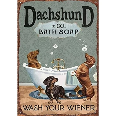 Image of Buywell Dog Co. Bath Soap,Wash Your Weiner,Funny Poster,Dog Mom Gift Decor Poster Wall Art Tin Sign Metal 8X12 Inches