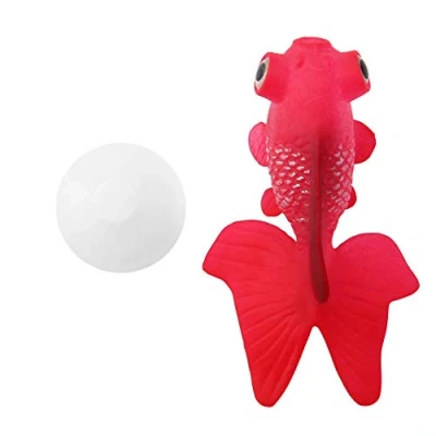 Image of TOPINCN Silicone Artificial Fish High Simulation Lifelike Floating Aquarium Tank Ornament Decoration With Line Suction Cup(Red Betta Fish)