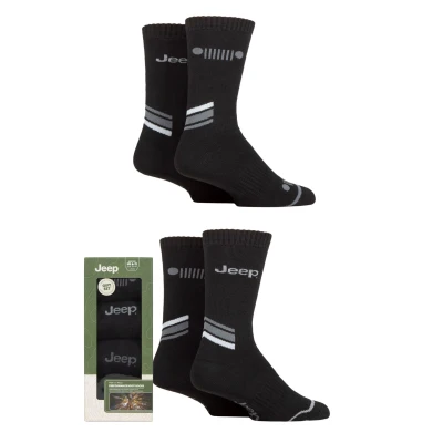 Image of Mens 4 Pair Jeep Performance Poly Gift Boxed Boot Socks Black 6 11
