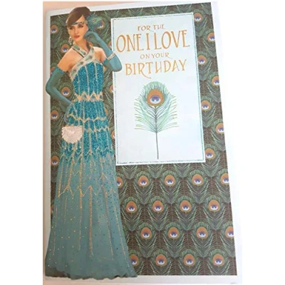 Image of Simon Elvin ( SE26798 Art Deco The One I Love BIRTHDAY Card 230 x 155mm