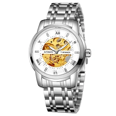 Image of FORSINING Men&#039;s Automatic Self Winding Watch Luxury Skeleton Waterproof Stainless Steel Mechanical Wrist (06 White)