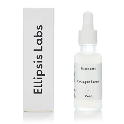Image of collagen serum by Ellipsis Labs. Anti ageing peptide with boosting properties for improving fine lines and wrinkles. 30ml / 1 fl.oz