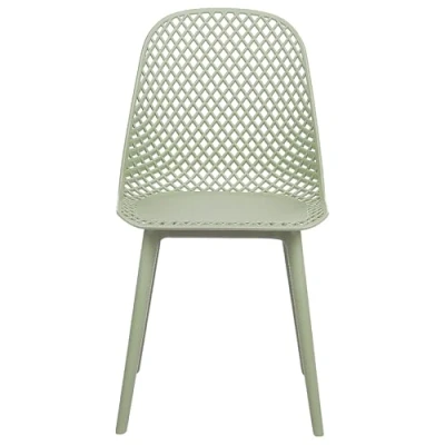 Image of Beliani Minimalist Modern Set of 4 Dining Chairs Light Green Synthetic Seat Legs Net Open Design Back Emory