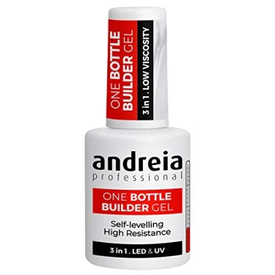 Image of Andreia Professional Gel Builder Nail Construction Triphasic 3 in 1 Low Viscosity LED &amp; UV a Bottle Extension Self Levelling High Resistance Clear 14ml