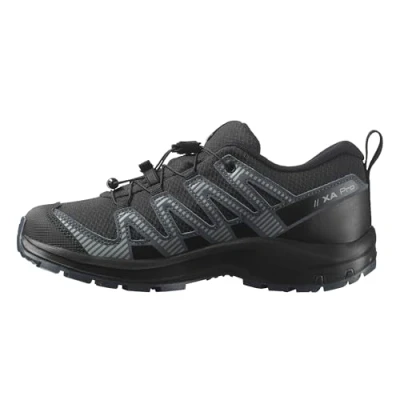 Image of Salomon XA PRO V8 Waterproof Unisex Hiking shoes for kids, Size: 5, Black/turbulence/quarry Textile/synthetics
