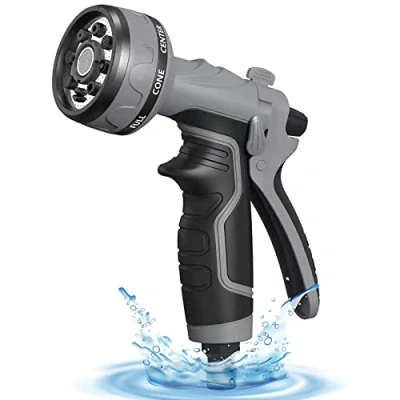 Image of Hose Pipe Spray Gun,2023 Upgrade Garden Gun,8 Adjustable Watering Patterns Nozzles &amp; Guns, Nozzle Suitable for Plants/Washing Cars/Showering Pets(Grey)