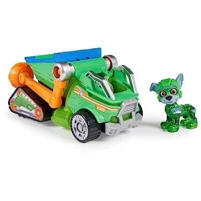 Image of Paw Patrol: The Mighty Movie Toy Recycling Lorry with Rocky Pups Action Figure, Lights and Sounds, Kids’ Toys for Boys Girls 3+