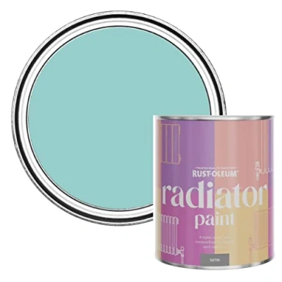Image of Rust Oleum Blue Heat Resistant Radiator Paint in Satin Finish Teal 750ml