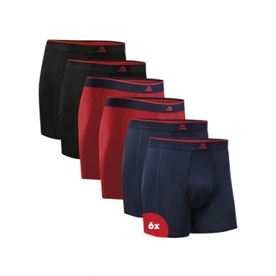 Image of DANISH ENDURANCE Men&#039;s Bamboo Boxers Soft, Comfortable, Breathable Underwear, Tagless, With or without fly, 6 Pack Multicolour (2xBlack, 2xRed, 2xNavy Blue) L
