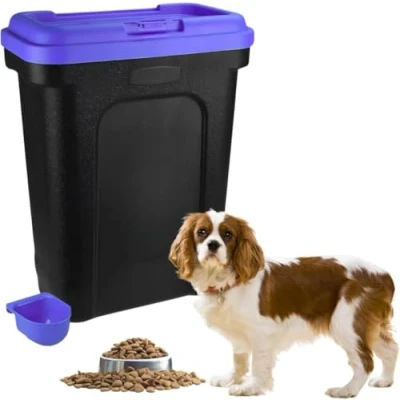 Image of Abaseen Large 30L Pet Food Storage Container 15.5kg Capacity Plastic Bin with Scoop &amp; Secure Flip Top Lid Perfect for Storing Dog Food, Cat Treats Supplies