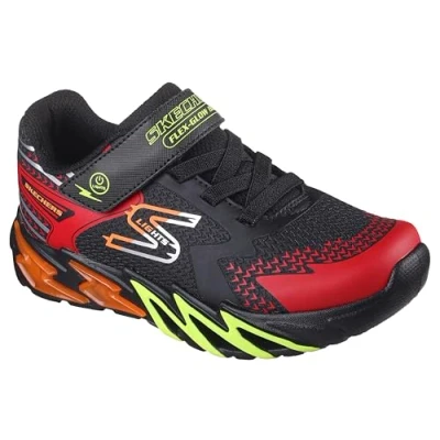 Image of Skechers Flexglow BOLT Trainers Black/red/orange/yellow for kids, Size: 10K, Textile/synthetics