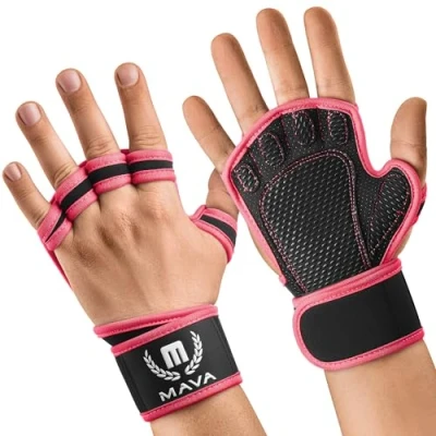 Image of Mava Sports Ventilated Workout Gloves with Integrated Wrist Wraps and Full Palm Silicone Padding Extra Grip &amp; No Calluses. Perfect for Weight Lifting, Powerlifting, Pull Ups, Cross Training, WODs