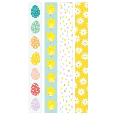 Image of 80 Easter Paper Chains Cute Bunny &amp; Eggs Designs Hanging Decoration Garland Self Adhesive
