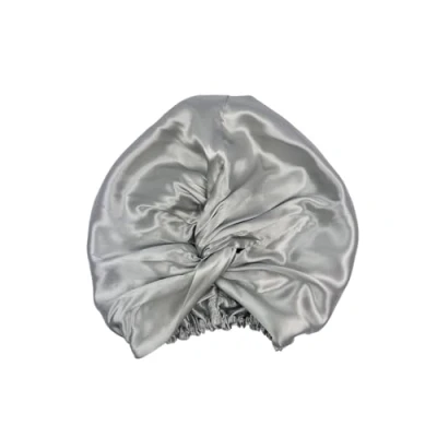 Image of Jasmine Silk Pure Mulberry Turban Head/Hair Wrap Hat Sleep Cap Bonnet (Grey)