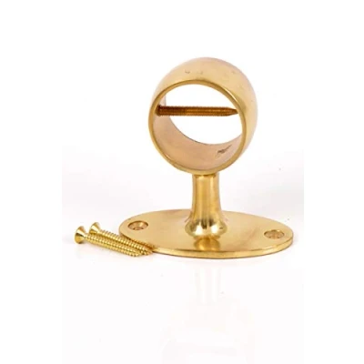 Image of Polished Brass Oval Pipe Bracket for 24mm, 36mm Decking Rope Fittings (24MM Bracket)