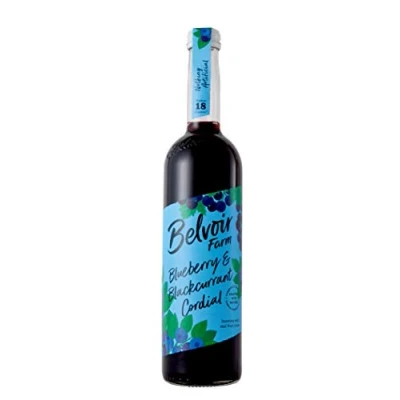 Image of Belvoir Farm Blueberry and Blackcurrant Cordial Blended Real Fruit Berries, Traditional Family Recipe, 100 Percent Natural Ingredients, Suitable for Vegetarians Vegans,6x500 ml Bottles