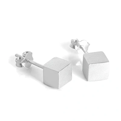 Image of Brushed Matt Sterling Silver 5mm Cube Stud Earrings