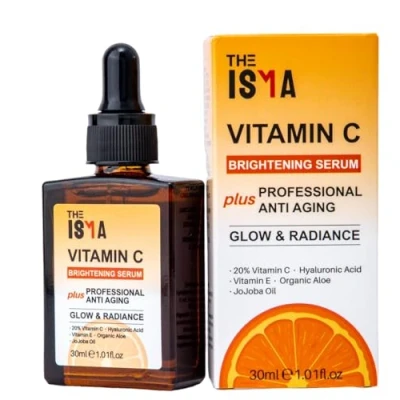 Image of THE ISMA Vitamin C Serum for Face, Anti Aging, 20% C, Hyaluronic Acid, E, Brightening Face/Neck/Eye Contour, All Skin Types 30ml