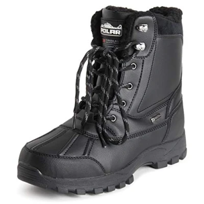 Image of Polar Mens Thinsulate Fully Lined Waterproof Deep Tread Durable Rubber Shell Thermal Winter Rain Snow Boots Black UK7/EU41 YC0693