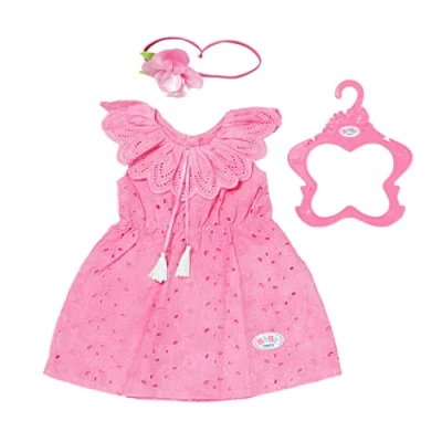 Image of BABY born Trendy Flowerdress Fits Dolls up to 43cm Set Includes Dress, Headband and Hanger Suitable for Children Aged 3+ Years 832684 Multicolor